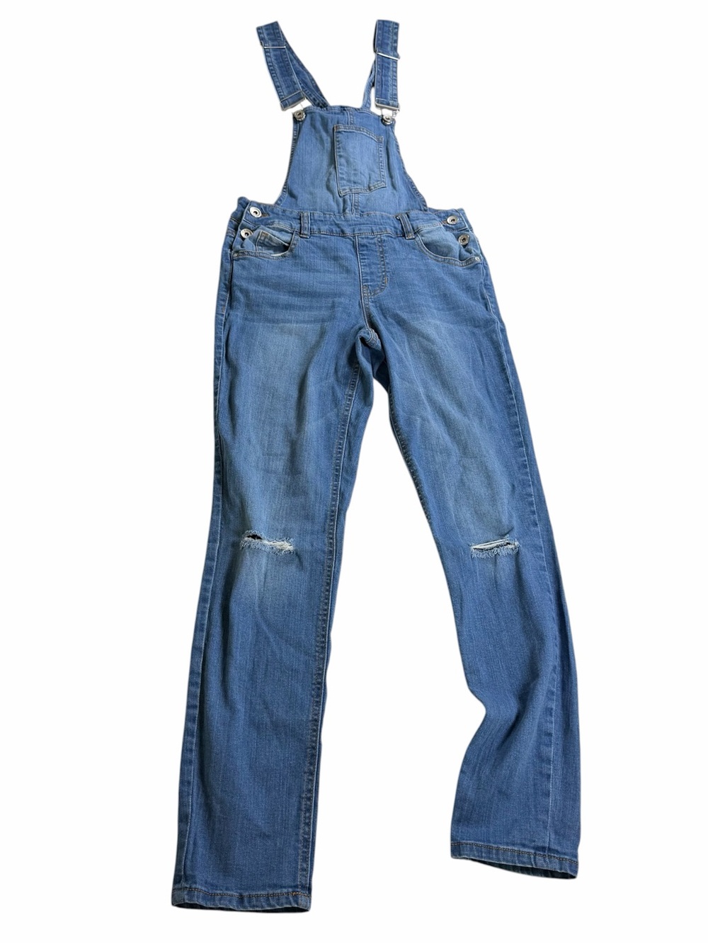 Dollhouse Denim Overalls Size 5 Juniors Distressed Skinny‎ Bib Medium Wash Y2K